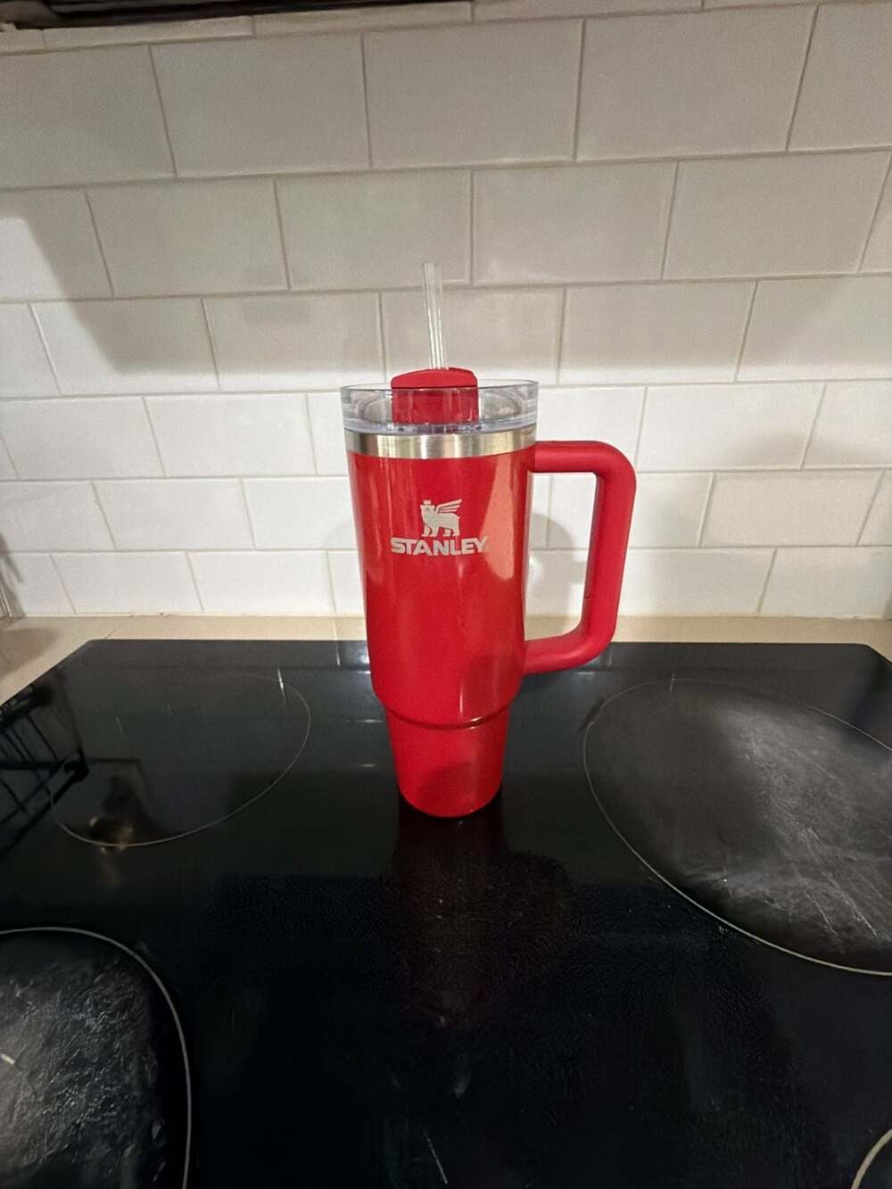 Limited Edition Stanley Quencher H2.0 FlowState Tumbler 40oz Red Glitter